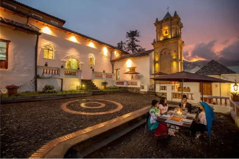Guests enjoying evening at Casa Gangotena Boutique Hotel in Quito.