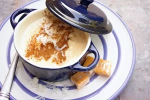 Rice pudding a traditional dessert of easter in Quito