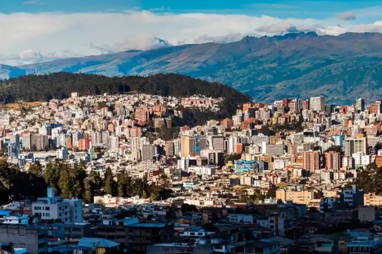 Breathtaking view of Quito with the Andes Mountains near Casa Gangotena Boutique Hotel.