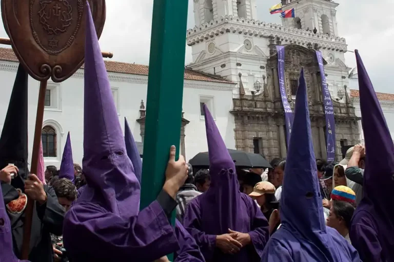 Cucuruchos during Holy Week near Casa Gangotena Boutique Hotel in Quito.