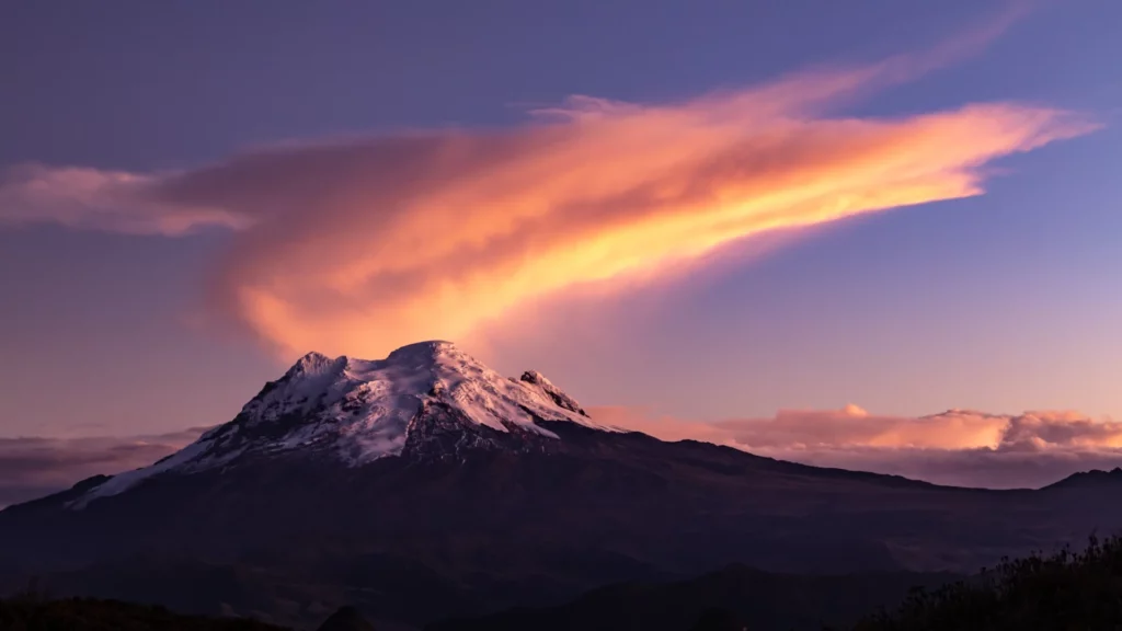 Stunning antisana landscape at sunset, showcasing the beauty near Casa Gangotena, a premier Boutique Hotel in Quito.