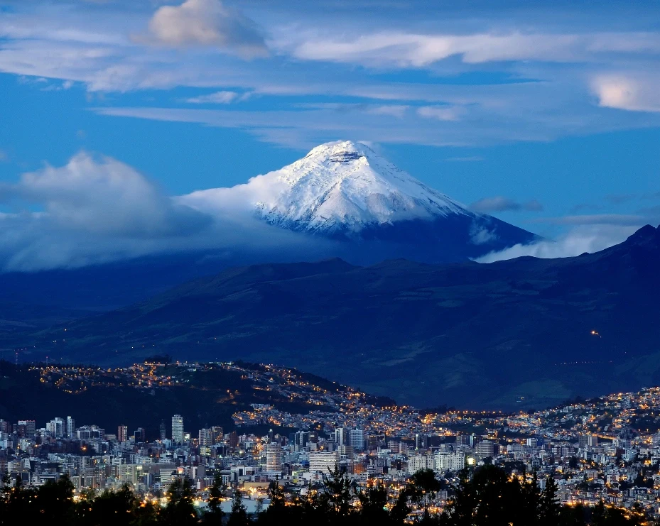 Splendid view of Cotopaxi volcano near Casa Gangotena Boutique Hotel in Quito