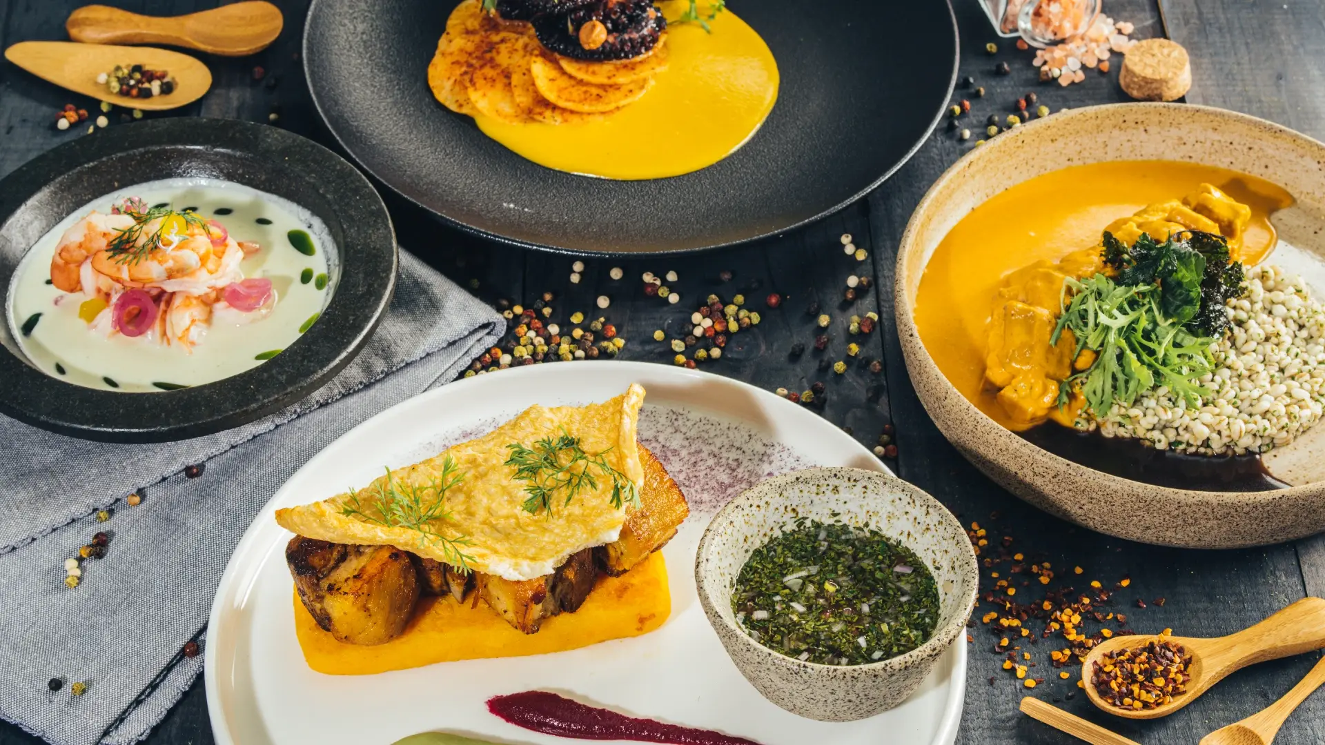 Gourmet dishes from Casa Gangotena Boutique Hotel Quito's restaurant.